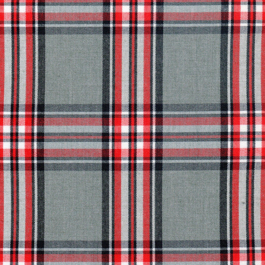 Tela jaspeada Dacron tipo tartán en rojo, gris y negro para uniformes escolares SchoolLine