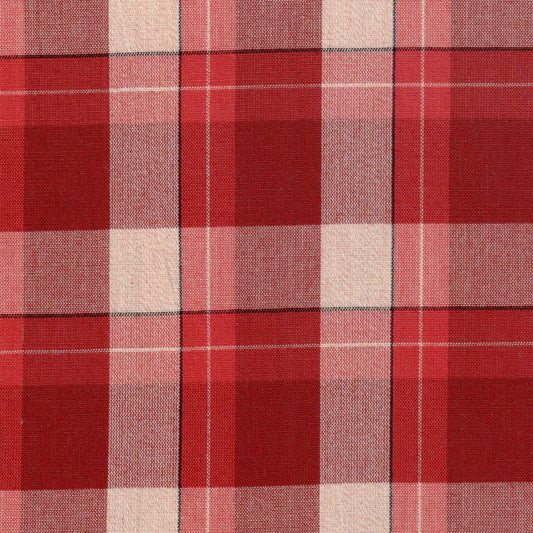 Tela Dacron 13014036 jaspeado SchoolLine: tela roja a cuadros beige, ideal para uniformes escolares e institucionales.