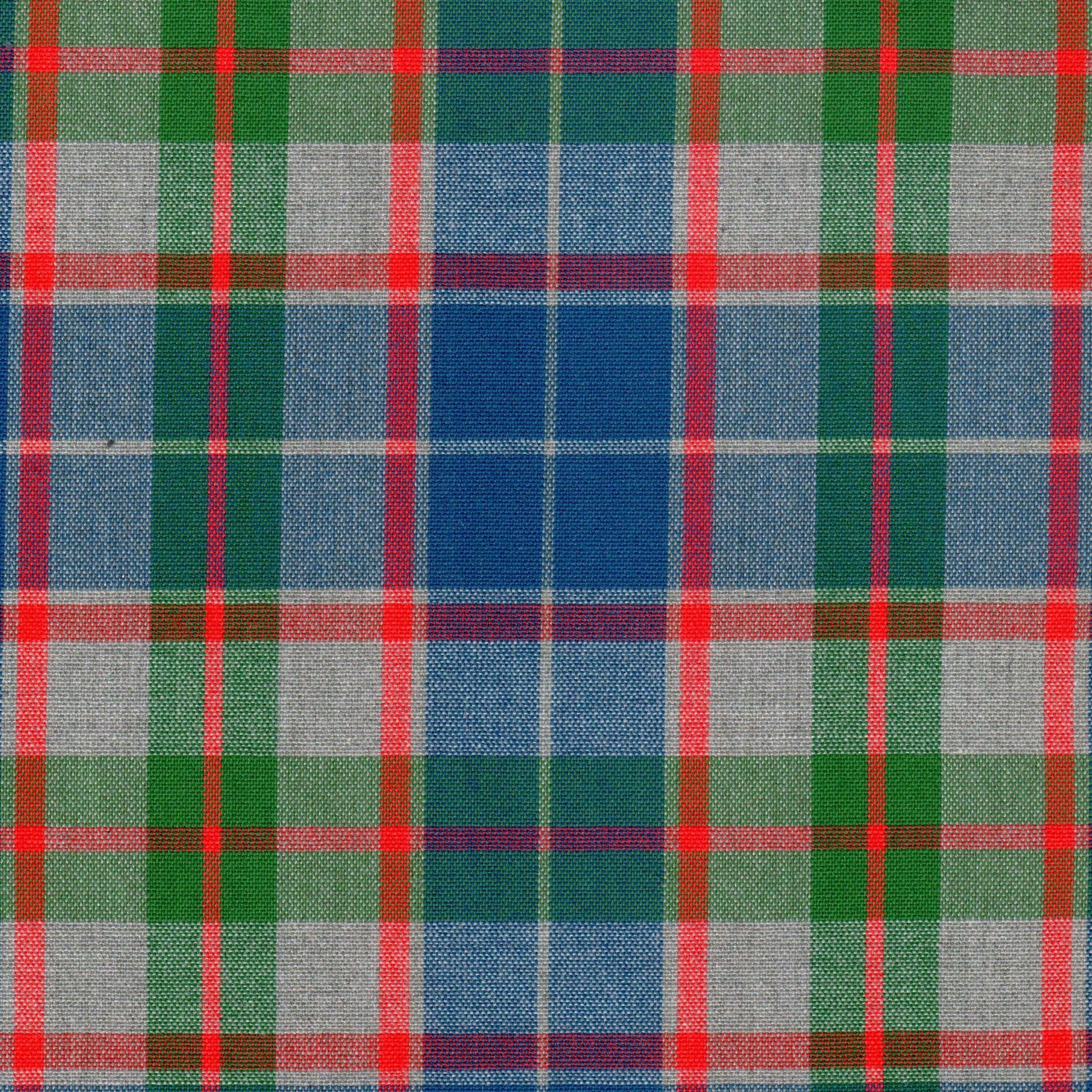 Tela Dacron 13014037 jaspeado de SchoolLine; 10% poliéster, cuadro verde/azul/rojo, ideal para uniformes escolares.