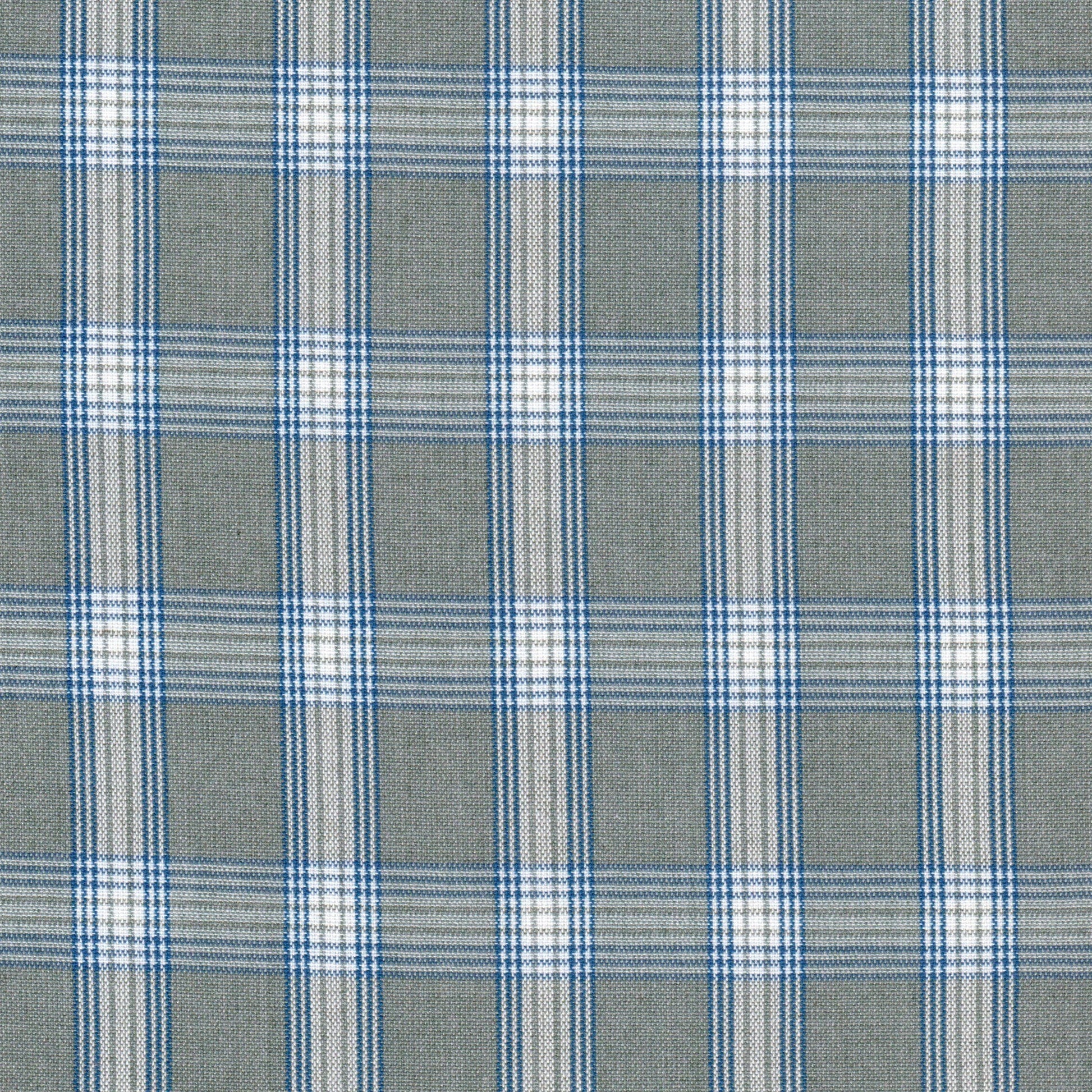 Tela 13014040 Dacron uniforme jaspeado SchoolLine, gris con cuadros azules y blancos, ideal para uniformes escolares.