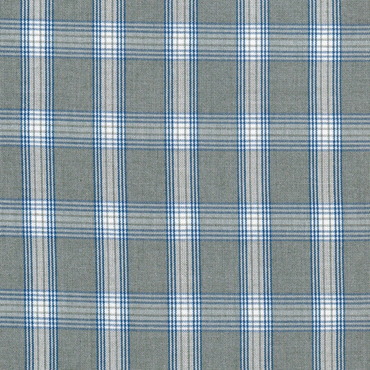 Tela 13014040 Dacron uniforme jaspeado SchoolLine, gris con cuadros azules y blancos, ideal para uniformes escolares.