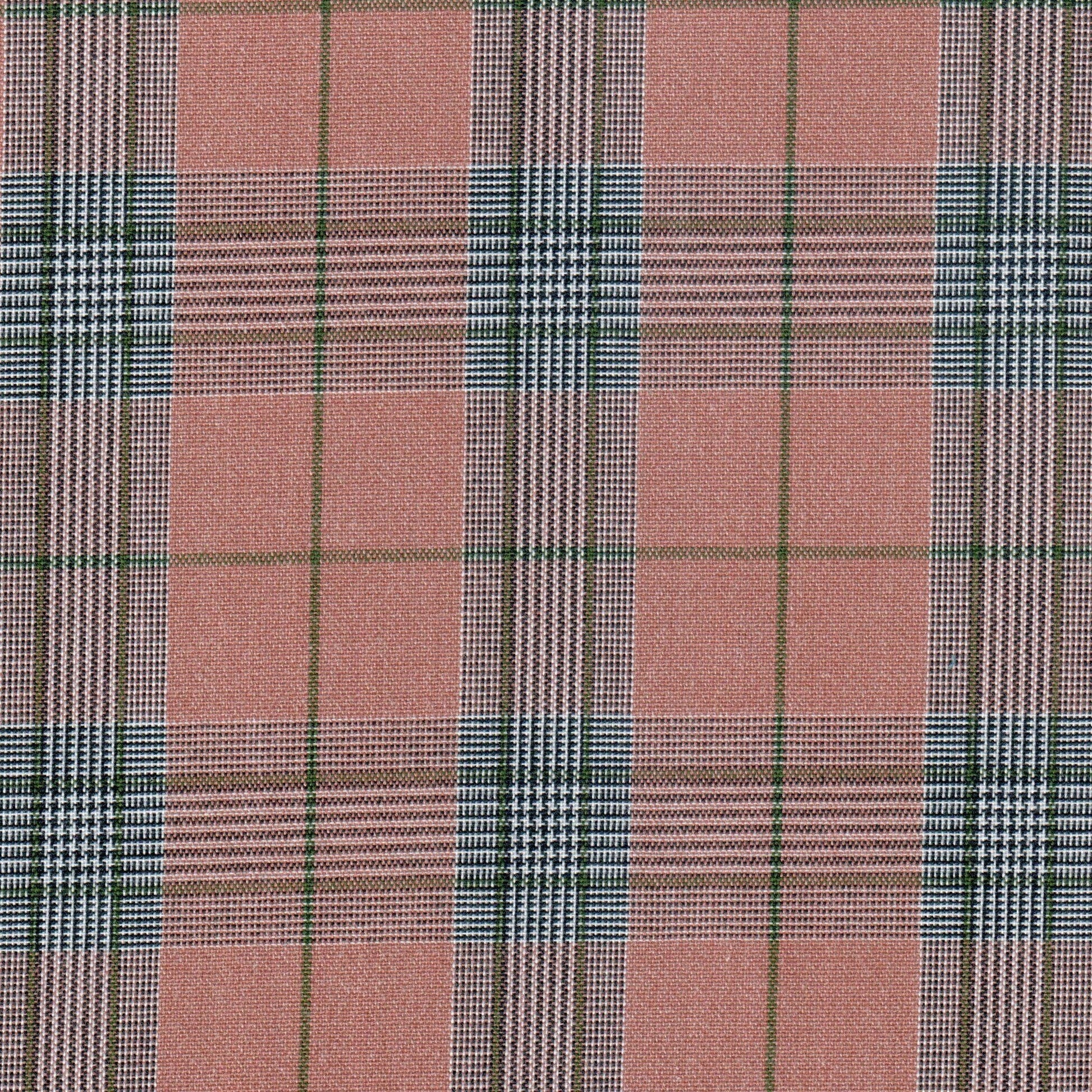 Tela SchoolLine jaspeado rosa coral con cuadros verde y azul marino; tela para uniformes escolares e institucionales