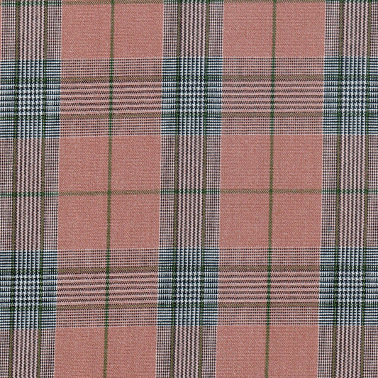 Tela SchoolLine jaspeado rosa coral con cuadros verde y azul marino; tela para uniformes escolares e institucionales