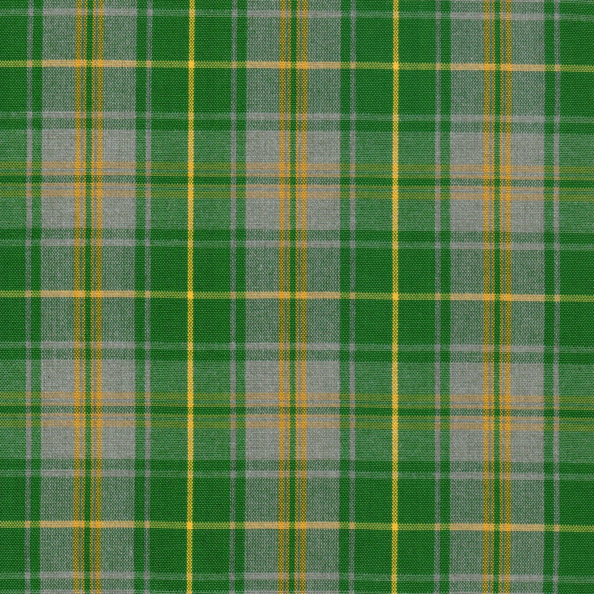 Tela 13014044 Dacron jaspeada SchoolLine; tela a cuadros verde, gris y líneas amarillas, ideal para uniformes escolares e institucionales.