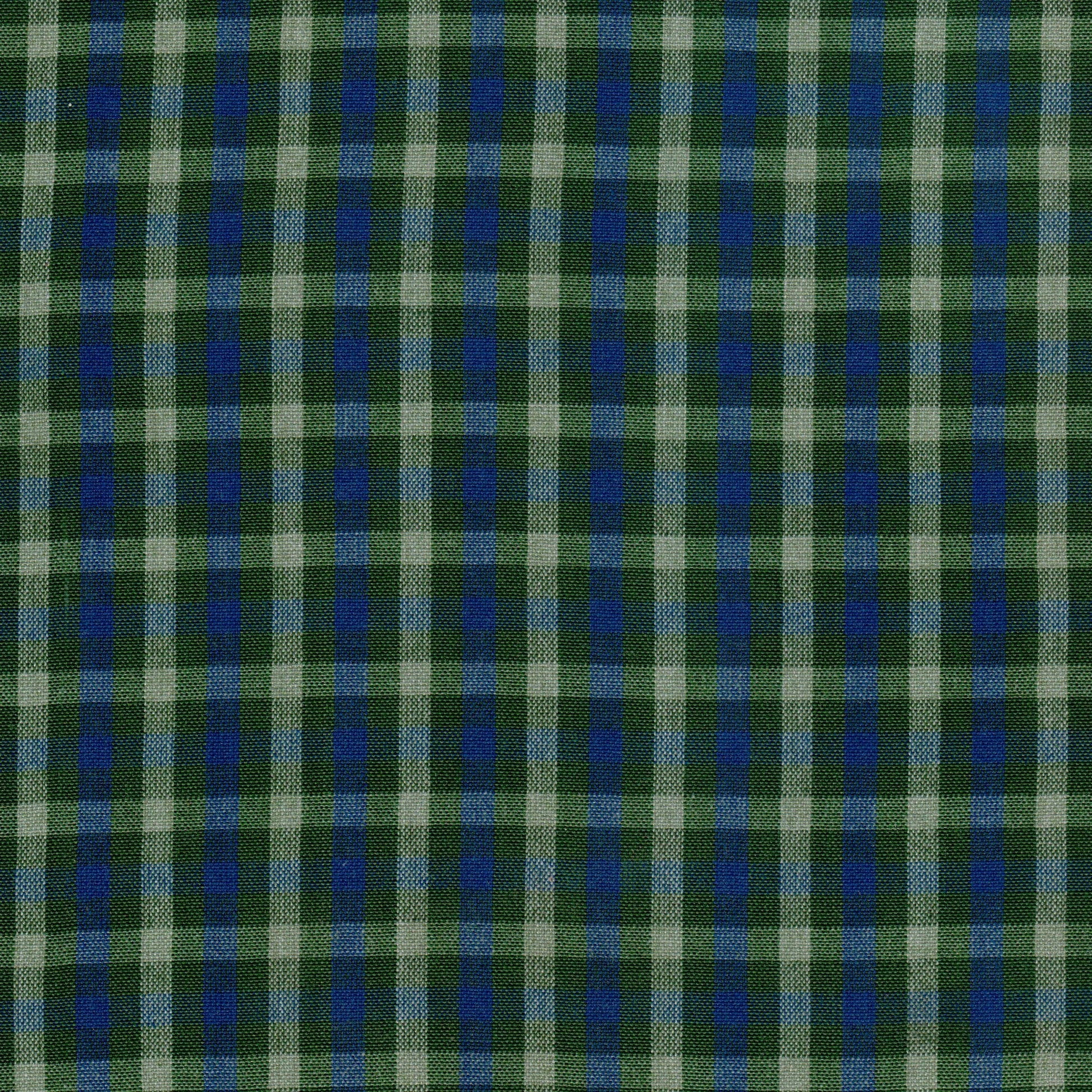 Tela 13014046 Dacron SchoolLine, plaid verde, azul y gris en cuadros, ideal para uniformes escolares e institucionales.