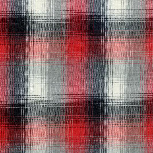 Tela Dacron jaspeado de SchoolLine, patrón tartán rojo, azul y blanco; ideal para uniformes escolares e institucionales.