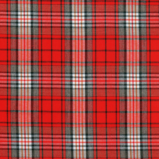 Tela roja intensa con diseño tartán jaspeado en cuadros; SchoolLine, ideal para uniformes escolares e institucionales.