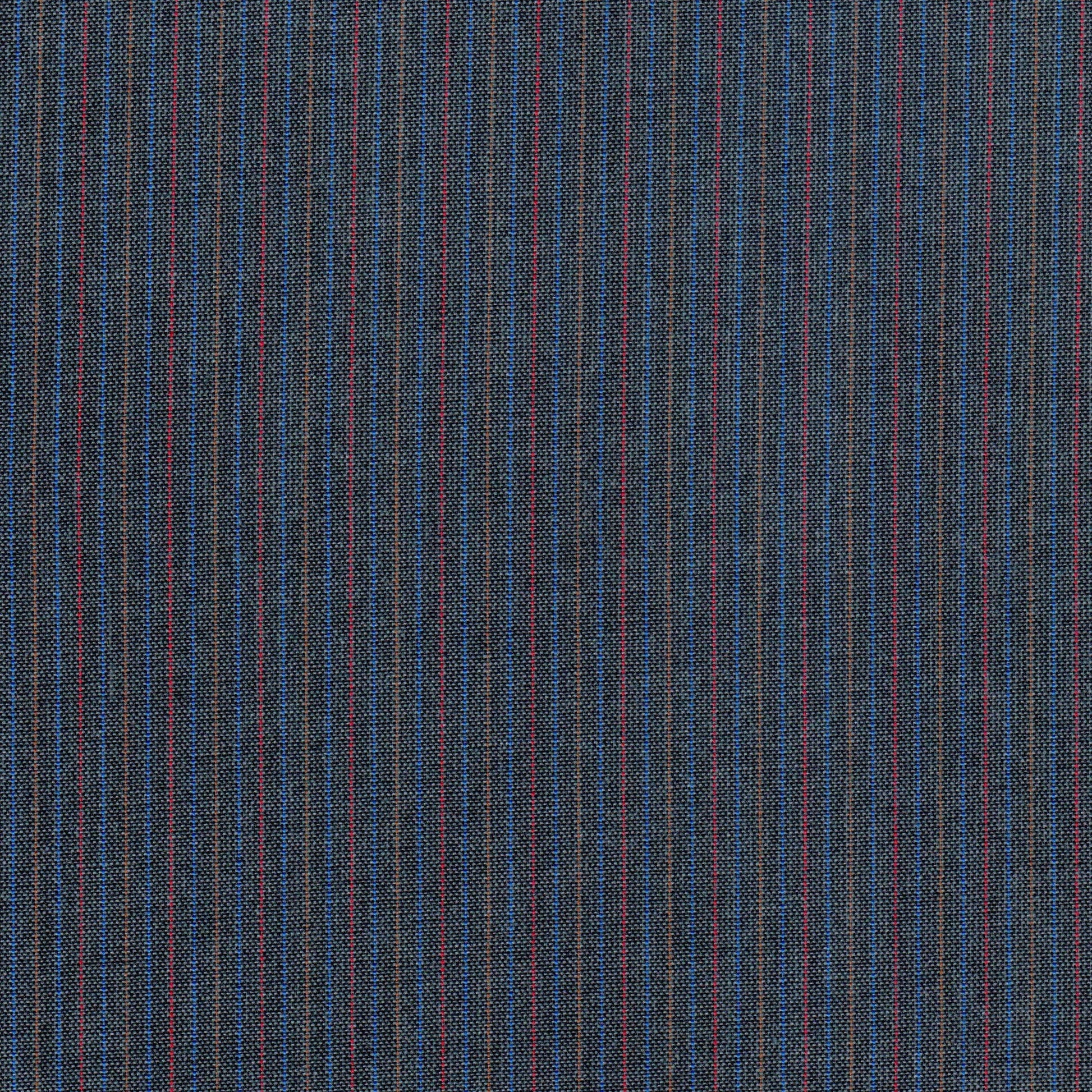 Tela 13014058 Dacron SchoolLine para uniformes, jaspeado azul marino con finas rayas rojas y azules, duradera.