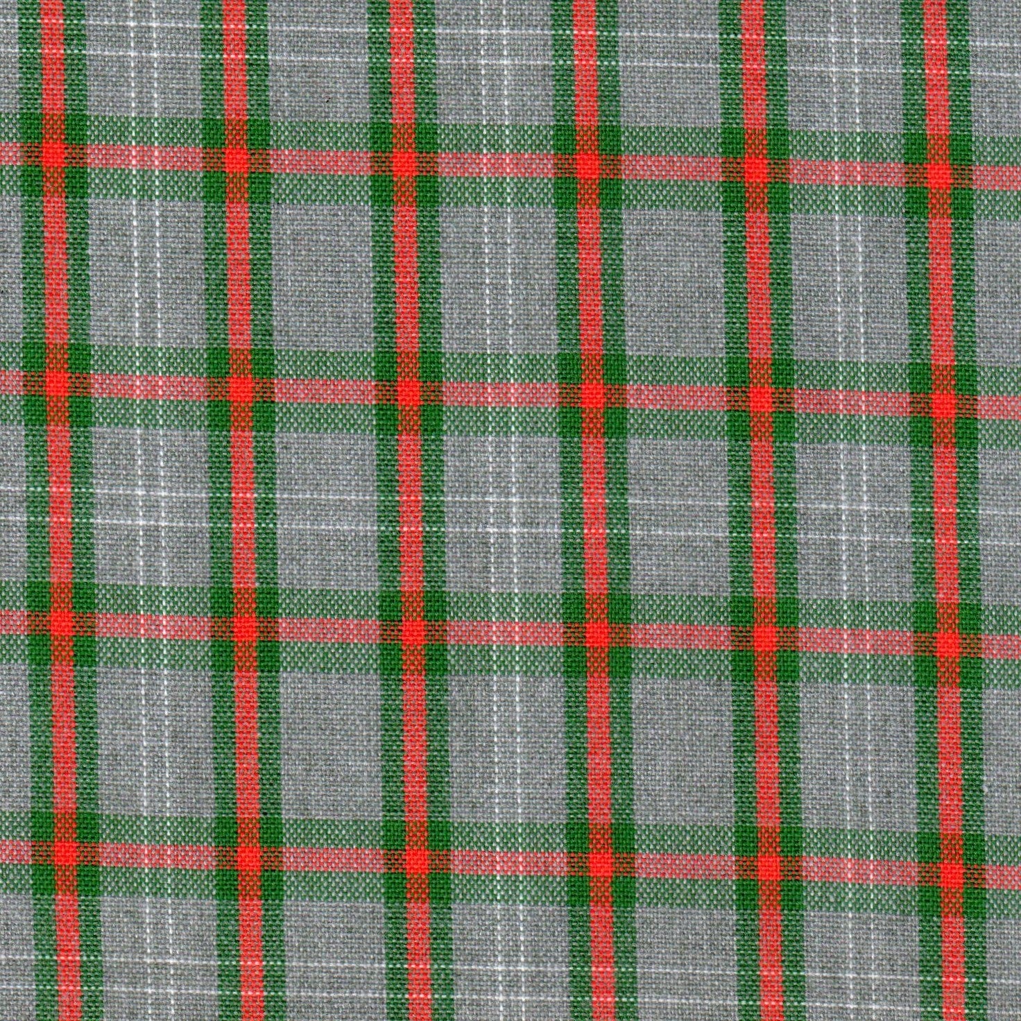 Tela Dacron SchoolLine gris jaspeado con cuadros rojo y verde; ideal para uniformes escolares e institucionales