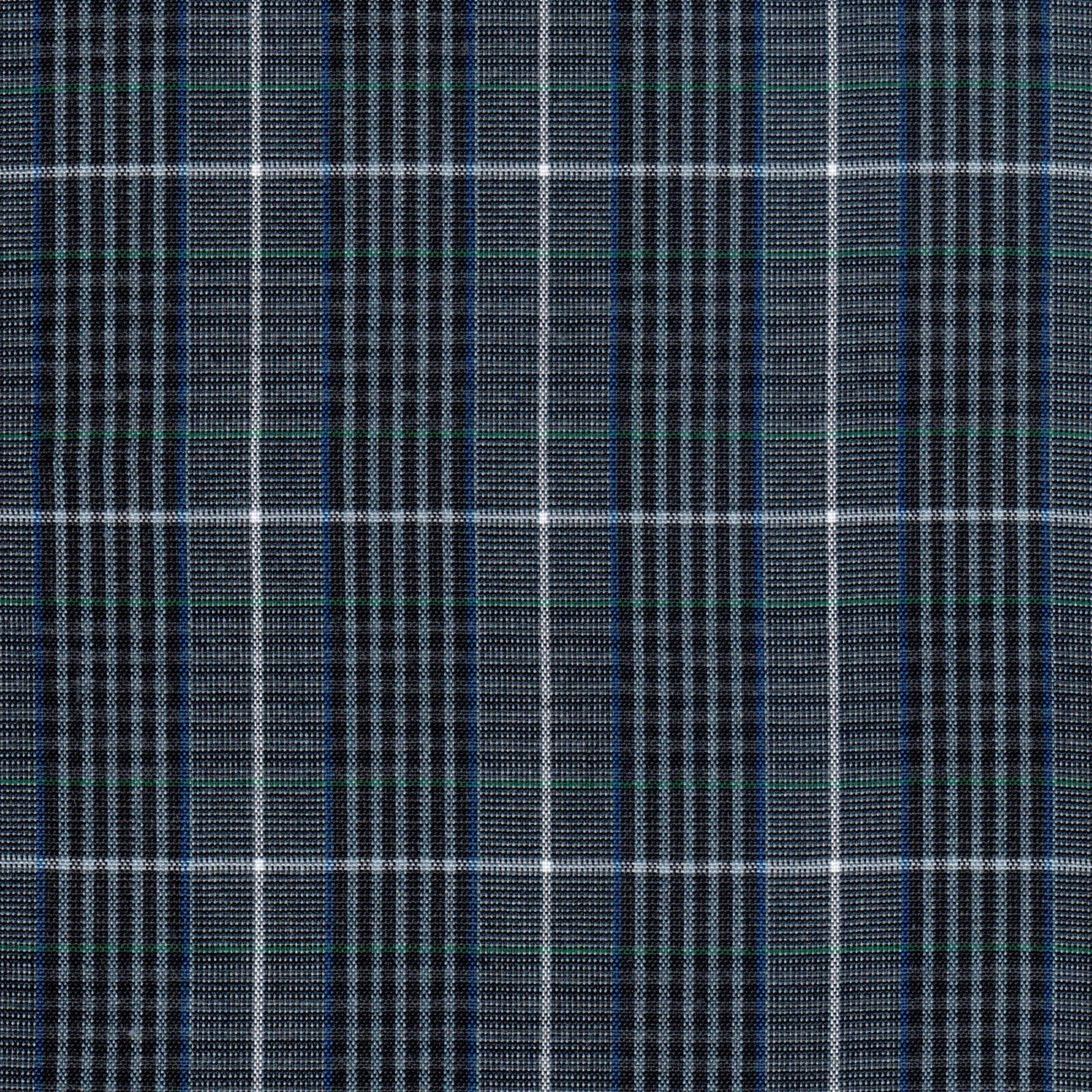 Tela SchoolLine Dacron jaspeado en azul marino y gris con diseño a cuadros, ideal para uniformes escolares e institucionales.