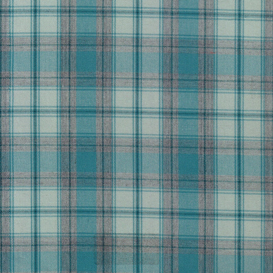 Tela turquesa jaspeada con patrón a cuadros; ideal para uniformes escolares e institucionales, de la marca SchoolLine.