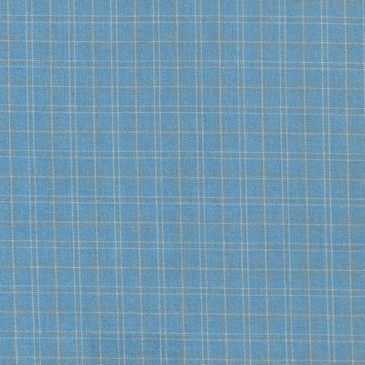 Tela 13014156 Dacron uniforme jaspeado de SchoolLine; azul claro con líneas beige, ideal para uniformes escolares e institucionales.