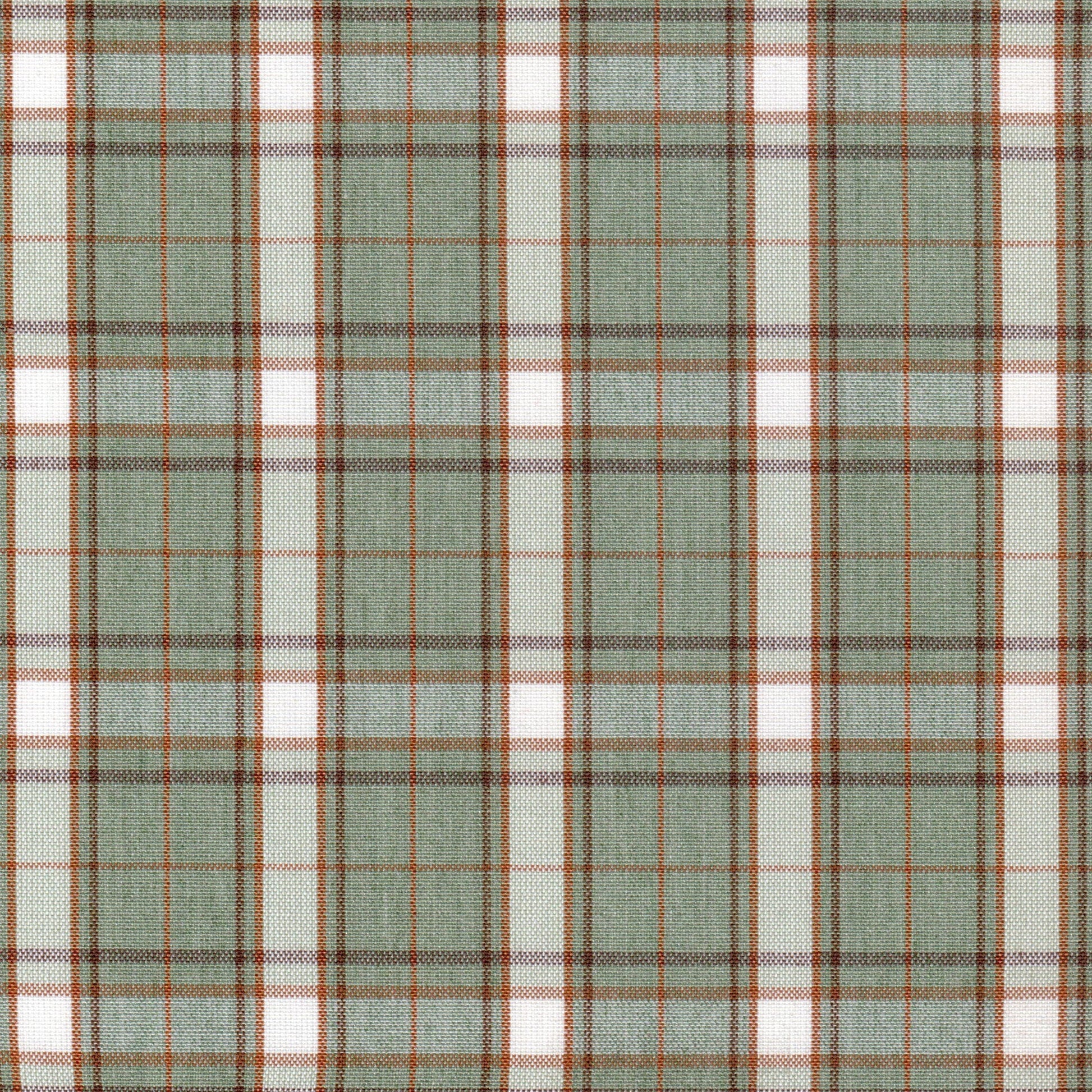 Tela Dacron SchoolLine jaspeada en verde oliva, blanco y marrón con cuadros, ideal para uniformes escolares e institucionales.