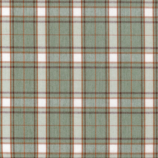 Tela Dacron SchoolLine jaspeada en verde oliva, blanco y marrón con cuadros, ideal para uniformes escolares e institucionales.