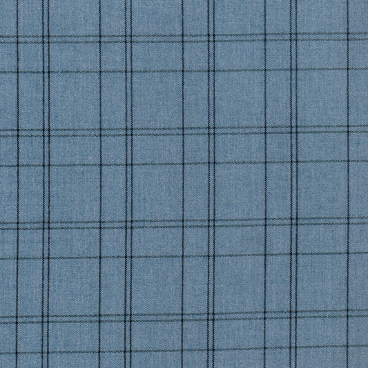 Tela azul jaspeada con diseño de cuadros, ideal para uniformes escolares e institucionales, SchoolLine.