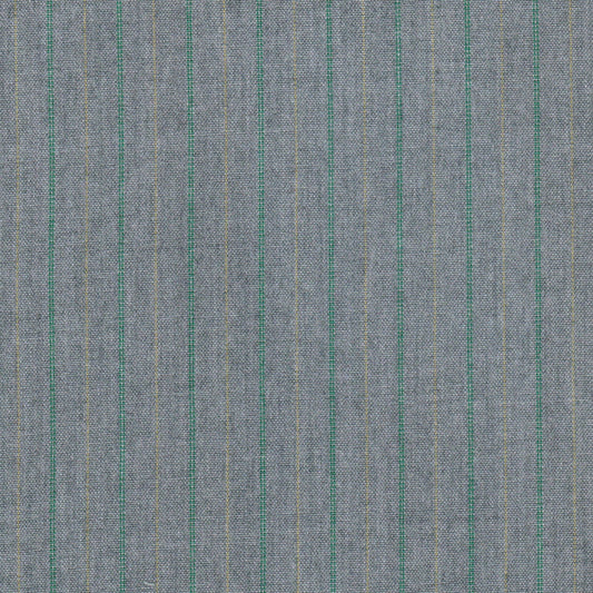 Tela 13018013 jaspeada gris azulado con rayas verticales verde y amarillo; ideal para uniformes escolares, SchoolLine.