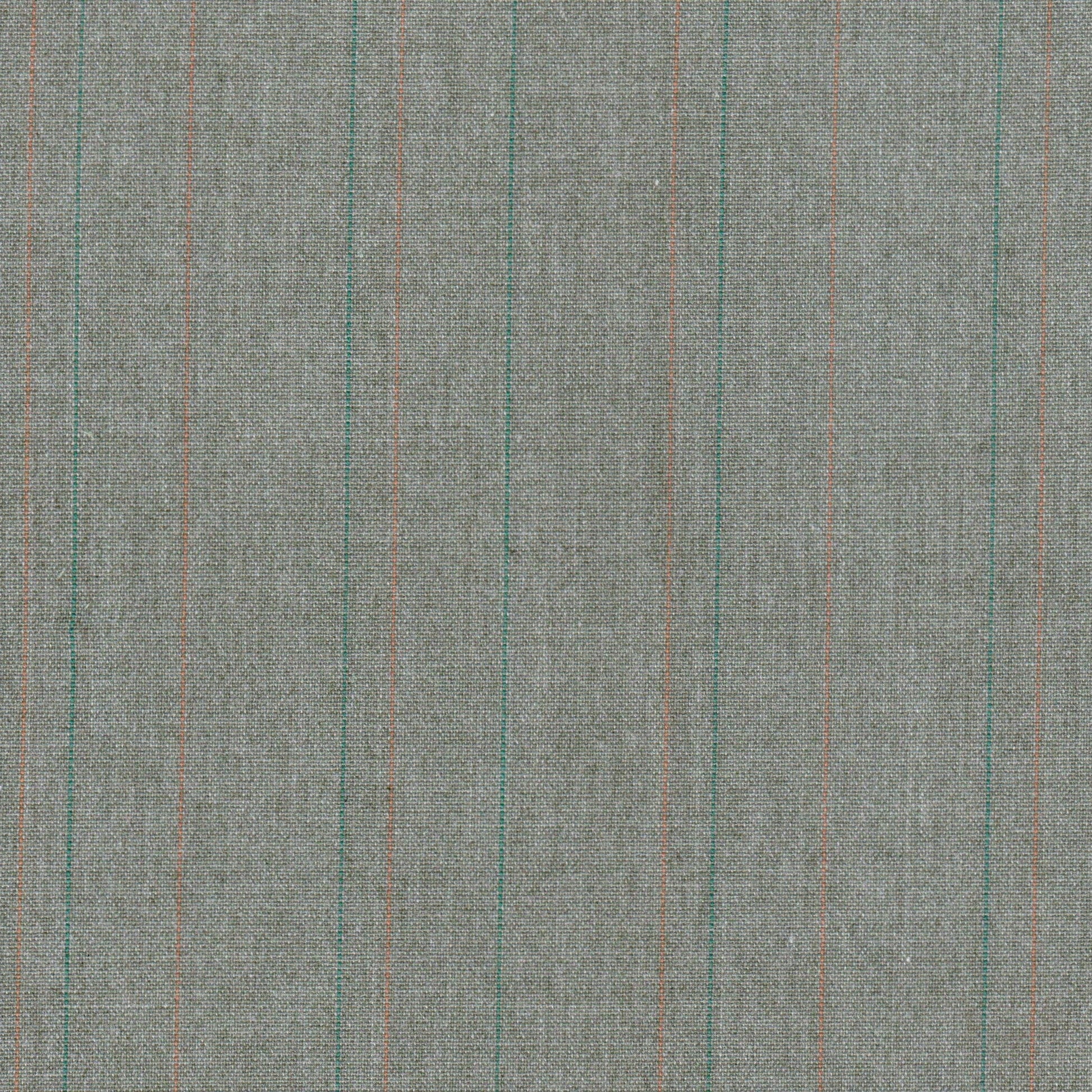 Tela SchoolLine para uniformes escolares e institucionales; tejido jaspeado gris con líneas verdes y naranjas.