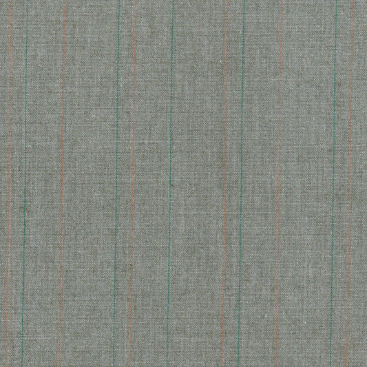 Tela SchoolLine para uniformes escolares e institucionales; tejido jaspeado gris con líneas verdes y naranjas.