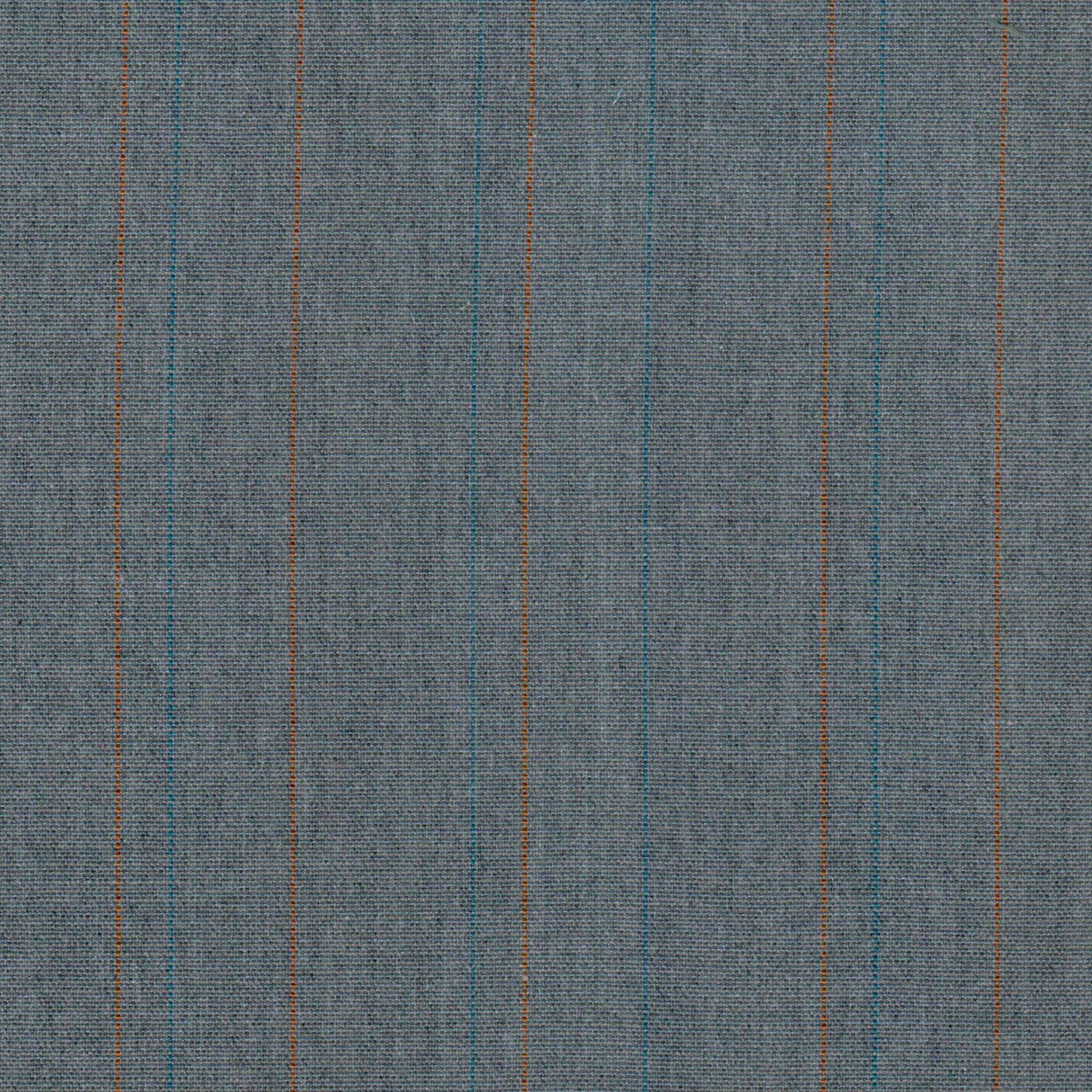 Tela jaspeada gris azulado con líneas azules y naranjas; ideal para uniformes escolares e institucionales, SchoolLine.