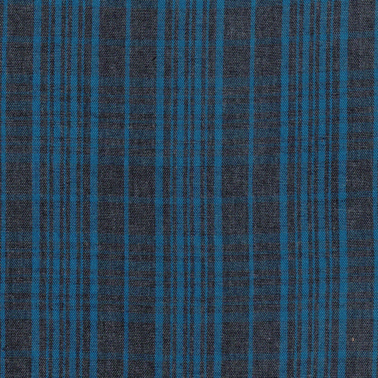 Tela 13018504 SchoolLine: tejido jaspeado azul con rayas verticales, ideal para uniformes escolares.