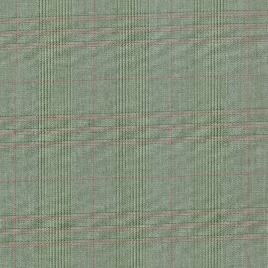 Tela 13018507 SchoolLine: jaspeada verde con líneas rojas estilo plaid, ideal para uniformes escolares.