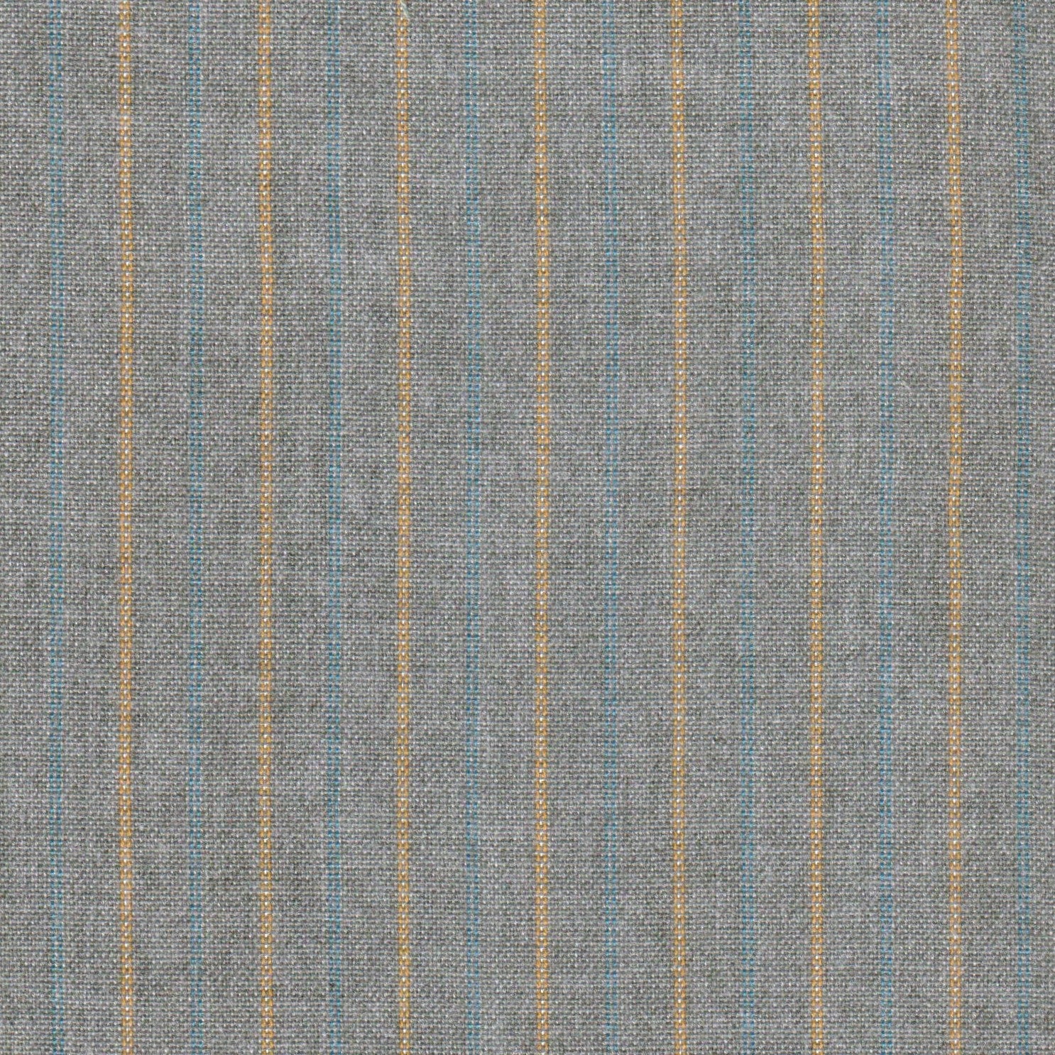 Tela SchoolLine 13018520 jaspeada gris con rayas verticales naranja y azul; ideal para uniformes escolares e institucionales.