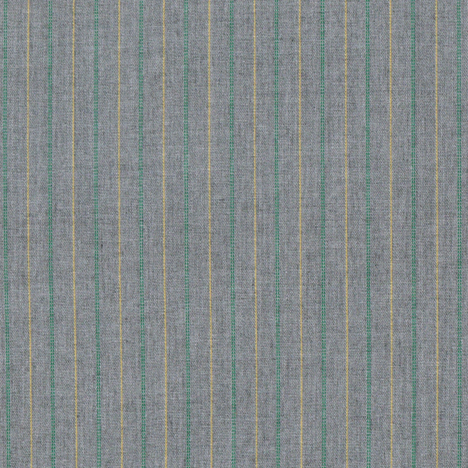 Tela 13018523 gris jaspeado con rayas verde y amarillo, ideal para uniformes escolares e institucionales SchoolLine.