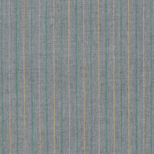 Tela 13018523 gris jaspeado con rayas verde y amarillo, ideal para uniformes escolares e institucionales SchoolLine.