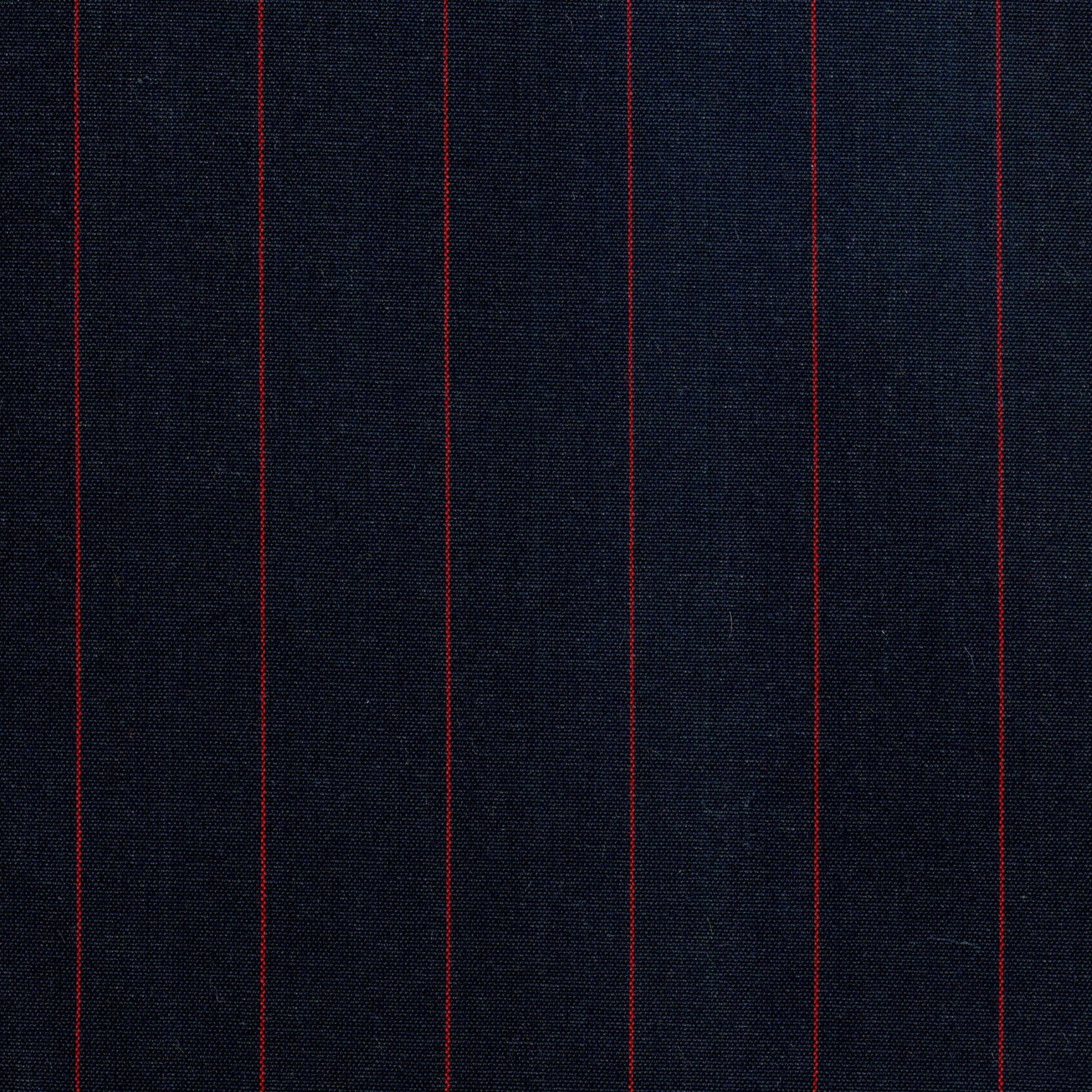 Tela jacquard azul marino con líneas rojas verticales; ideal para uniformes escolares, SchoolLine.