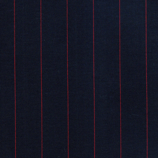 Tela jacquard tafetán azul con líneas rojas; ideal para uniformes escolares e institucionales SchoolLine