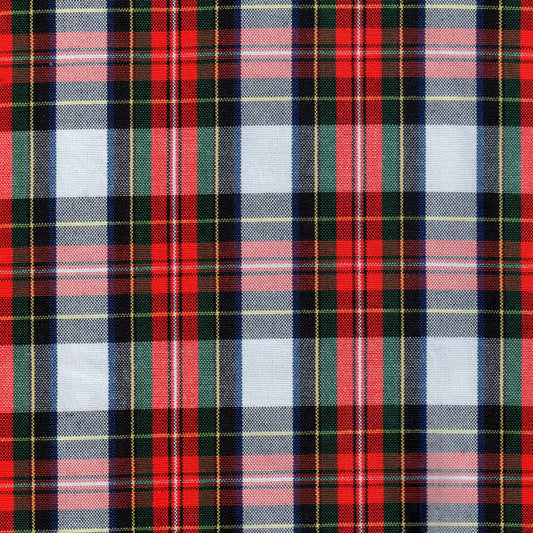 Tela Jacquard tafetán SchoolLine para uniformes escolares e institucionales; diseño a cuadros en rojo, verde, azul y blanco