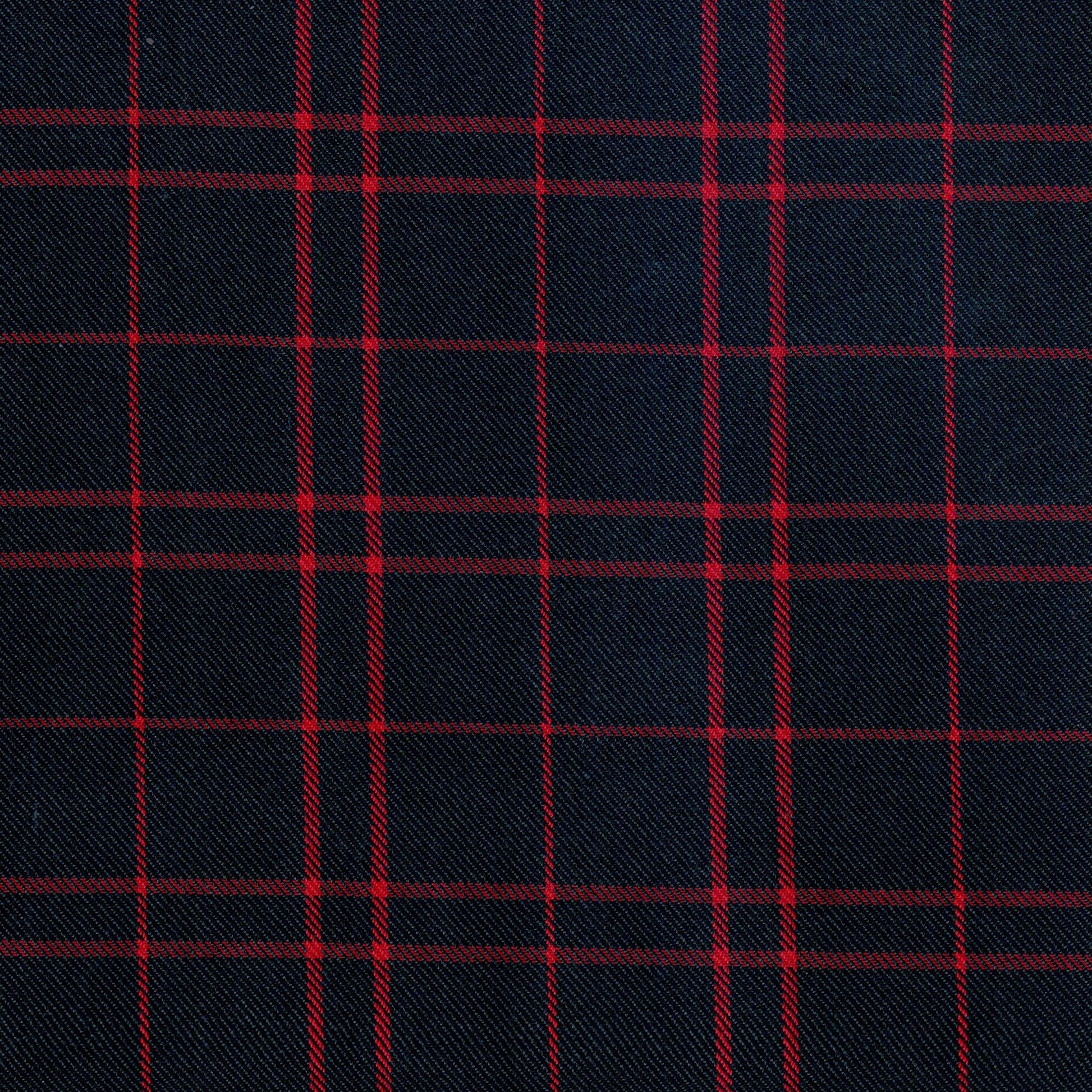 Tela jacquard diagonal azul marino con líneas rojas; Dacron, ideal para uniformes escolares SchoolLine.