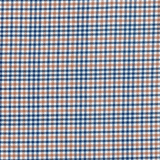 Tela diagonal jacquard Dacron de SchoolLine en tonos azul marino y camel, ideal para uniformes escolares e institucionales