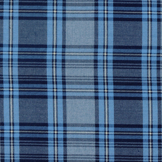 Tela para uniforme en tonos azules a cuadros con lineas blancas perfecta para faldas
