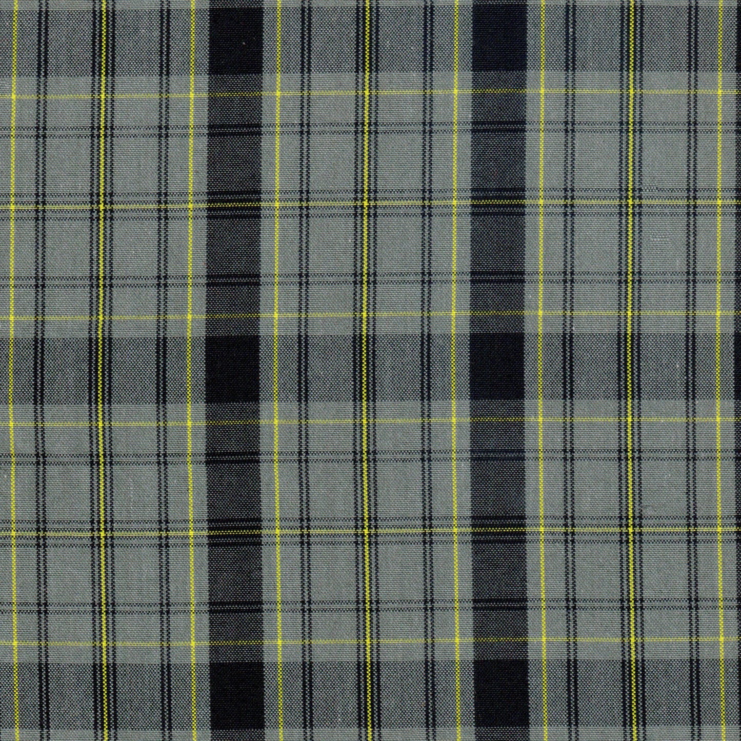 tela de uniforme jaspeada en color gris con franjas negras y lineas negras y amarillas