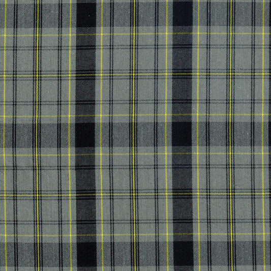 tela de uniforme jaspeada en color gris con franjas negras y lineas negras y amarillas
