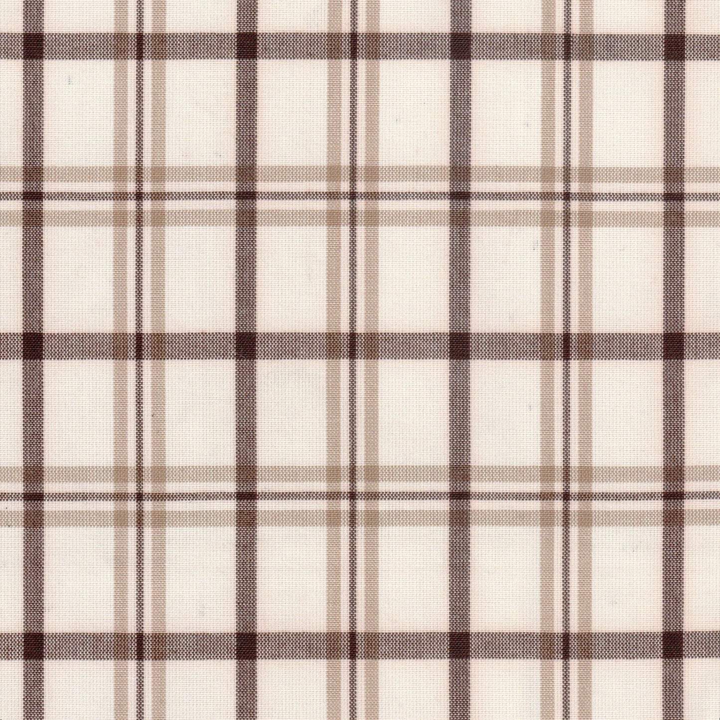 Tela jacquard tafetán en poliéster Kent beige y marrón a cuadros; ideal para uniformes escolares, SchoolLine.