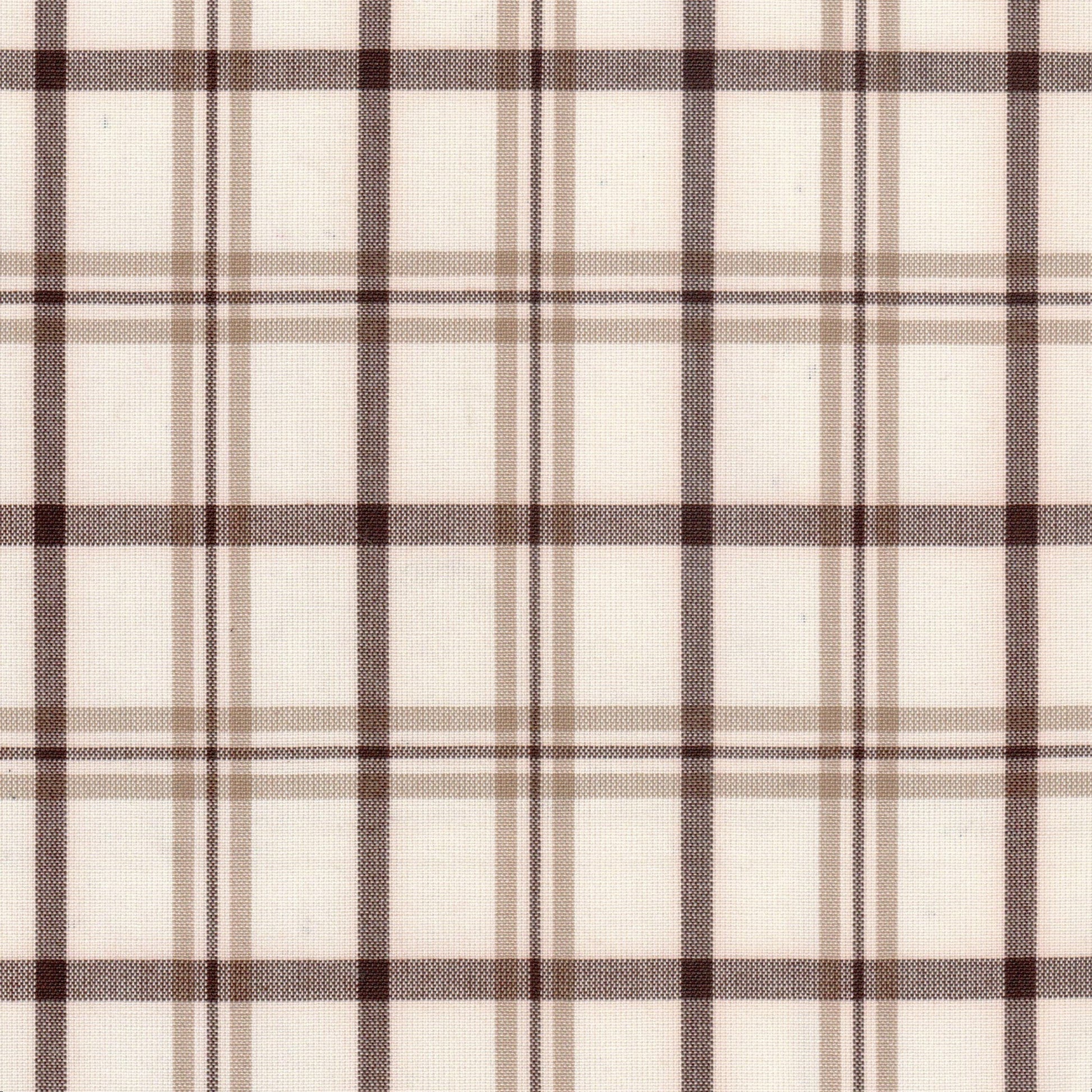 Tela jacquard tafetán en poliéster Kent beige y marrón a cuadros; ideal para uniformes escolares, SchoolLine.