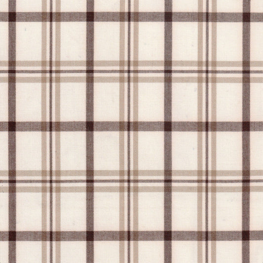 Tela jacquard tafetán en poliéster Kent beige y marrón a cuadros; ideal para uniformes escolares, SchoolLine.