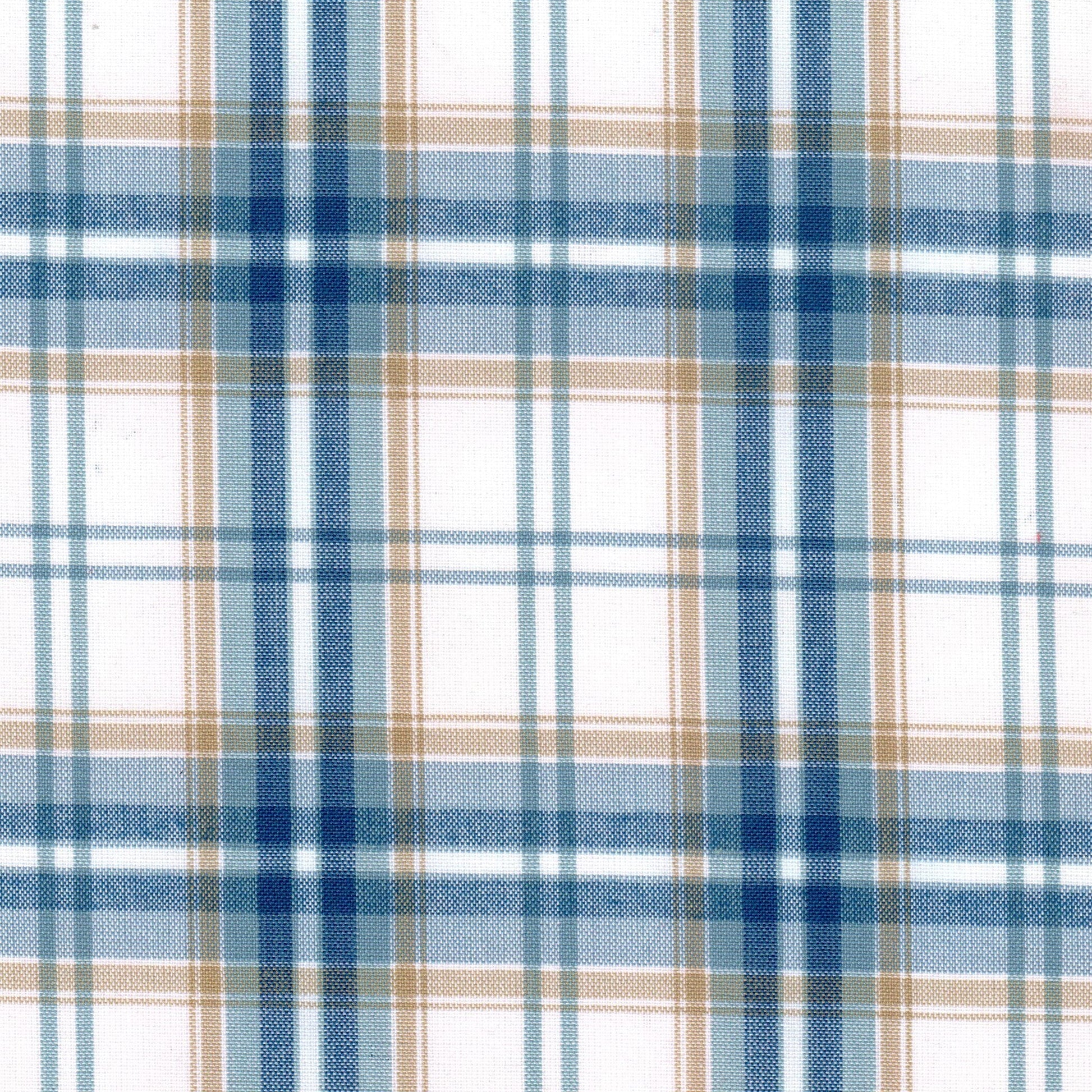 Tela jacquard a cuadros en azul, beige y blanco; ideal para uniformes escolares e institucionales SchoolLine