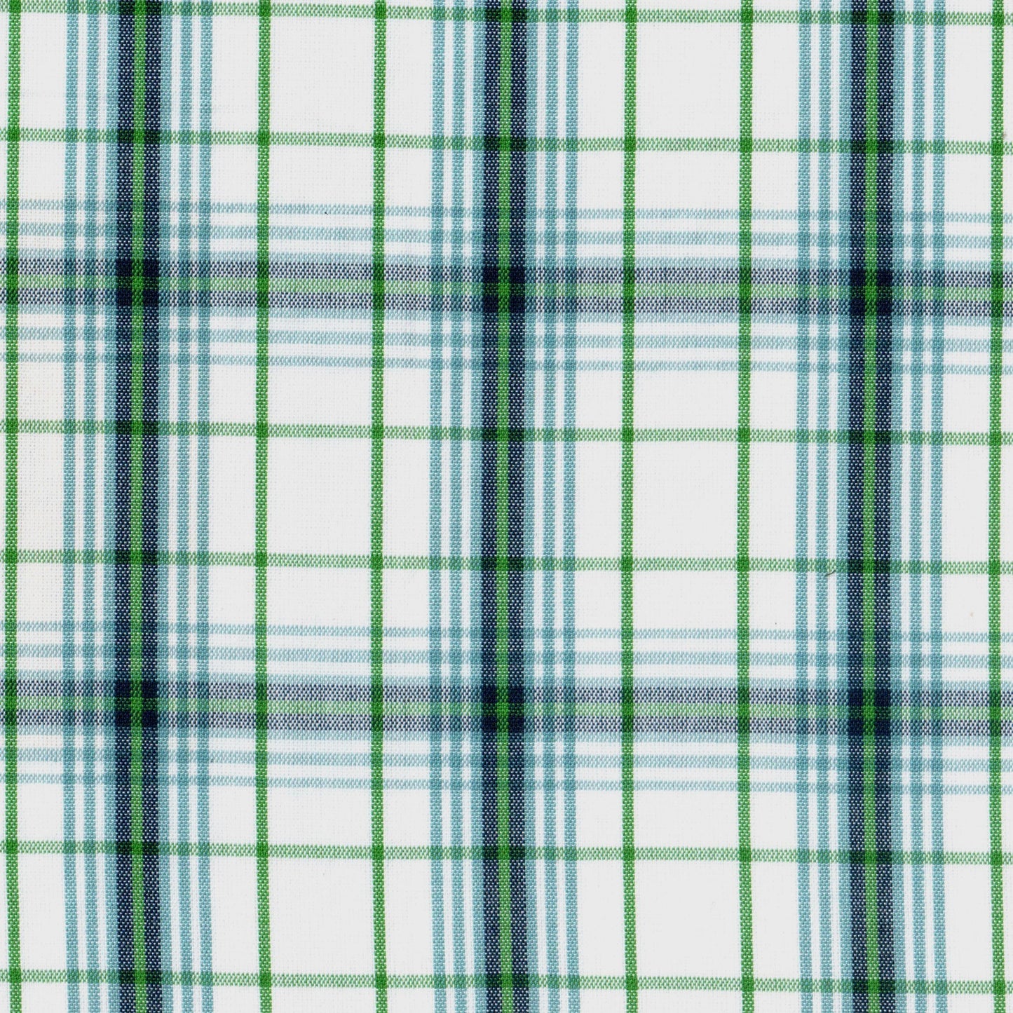 Tela Jacquard tafetán SchoolLine para uniformes; patrón a cuadros verde, azul y blanco