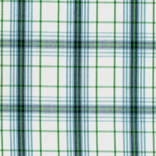 Tela Jacquard tafetán SchoolLine para uniformes; patrón a cuadros verde, azul y blanco