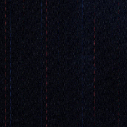 Tela Jacquard 13033026 azul marino con rayas rojas y azules; ideal para uniformes escolares e institucionales, SchoolLine.