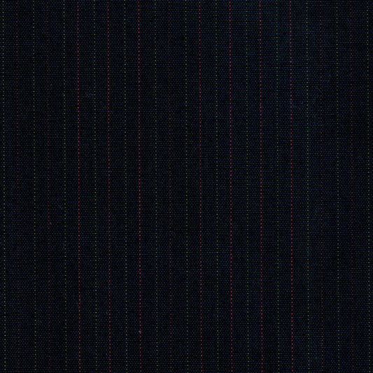 Tela Jacquard tafetán poly Kent para uniforme SchoolLine, fondo oscuro con finas líneas rojas