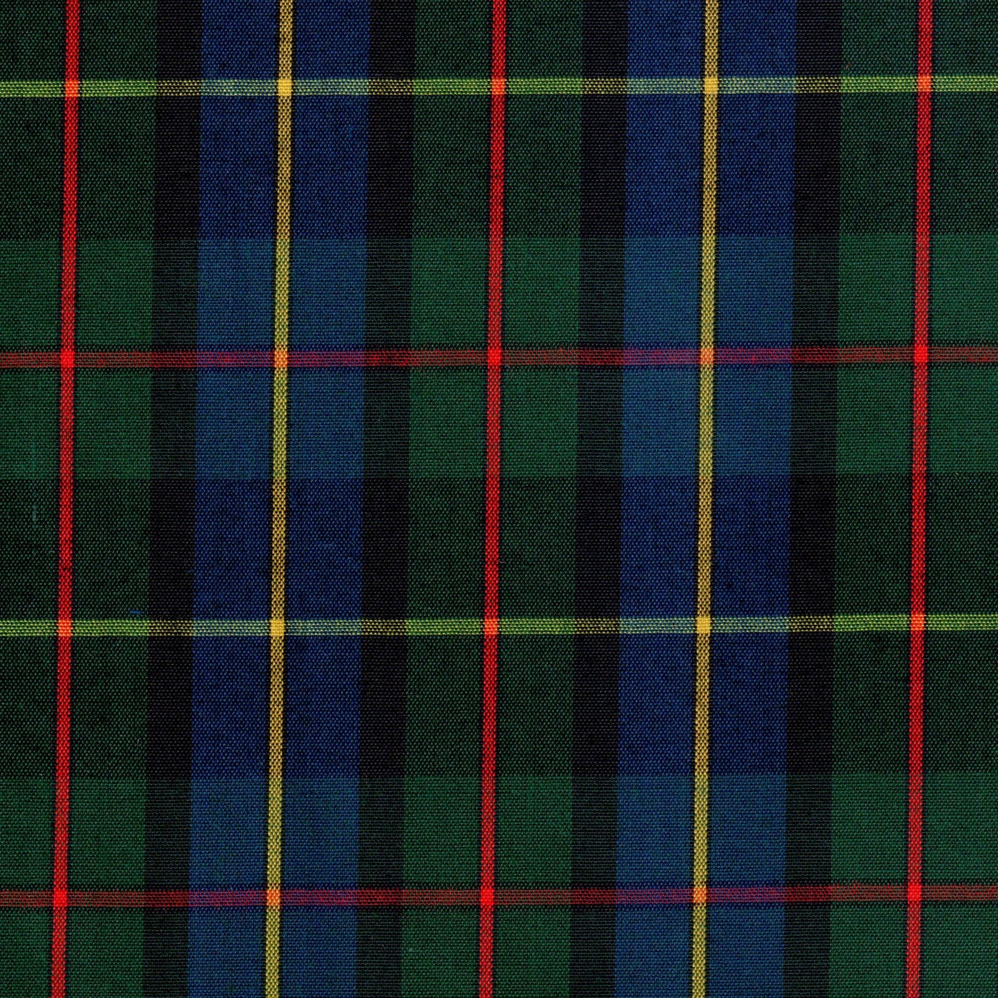 Tela jacquard tafetán SchoolLine, tela de cuadros tartán verde, azul, rojo y amarillo, perfecta para uniformes escolares e institucionales.