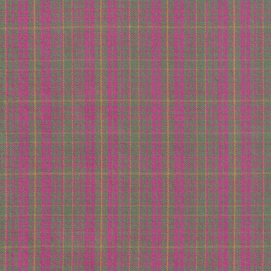 Tela jacquard tafetán rosa y verde con líneas amarillas; tela para uniformes escolares SchoolLine.