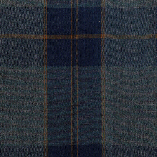 Tela jacquard jaspeada 13034001 azul con franjas naranjas, ideal para uniformes escolares e institucionales de SchoolLine.