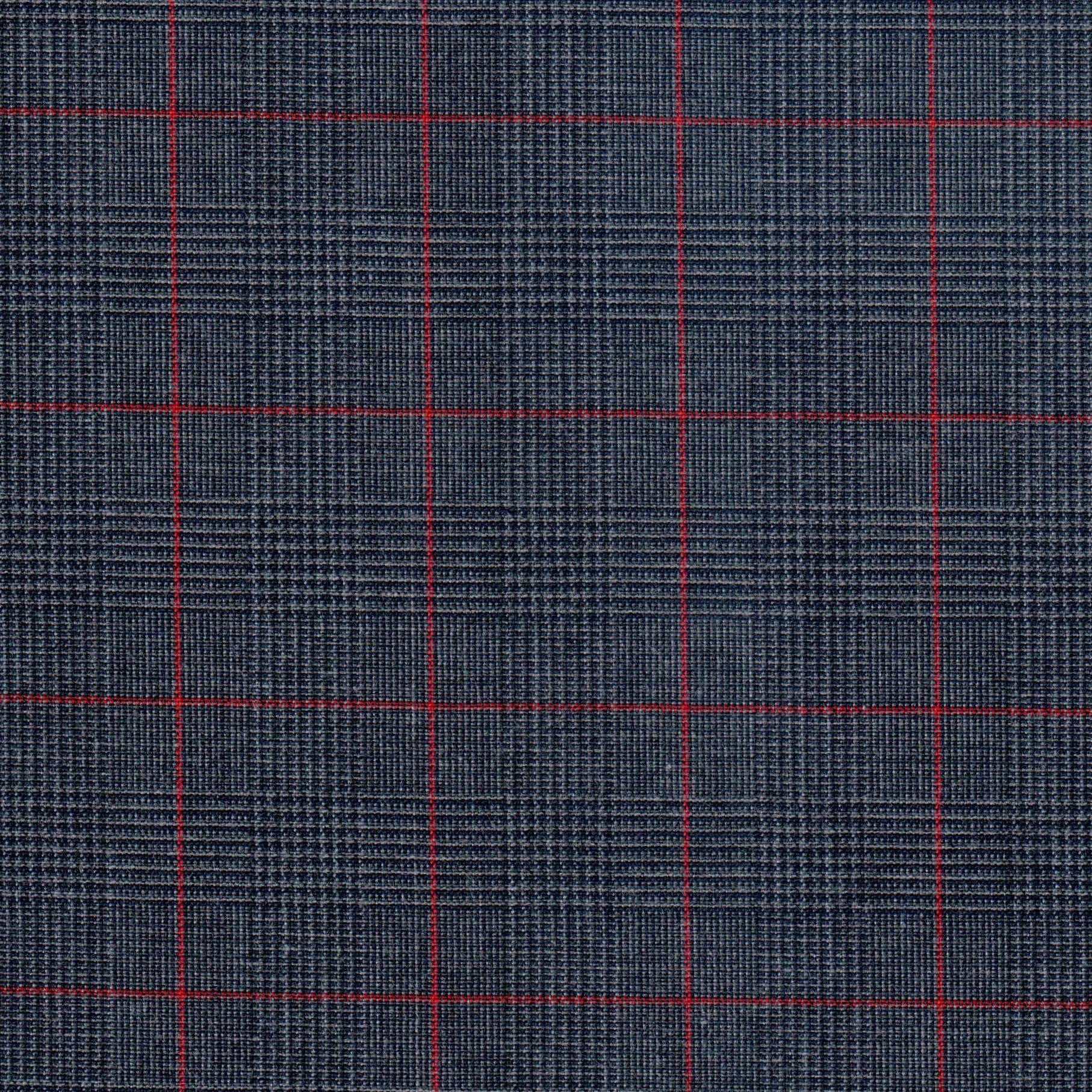 Tela poly kent jaspeada azul marino con cuadros rojos, ideal para uniformes escolares e institucionales, SchoolLine.