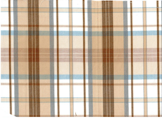 Tela jacquard jaspeada poly kent en beige con cuadros marrón y azul; ideal para uniformes escolares e institucionales – SchoolLine