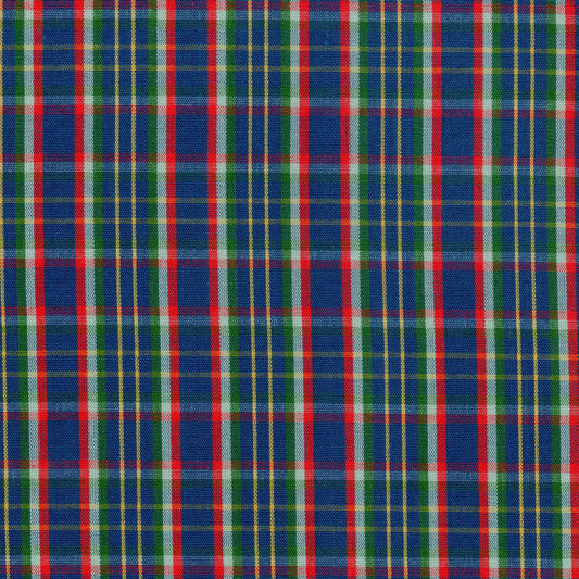 Tela para uniforme en color azul con lineas verdes blancas y rojas pefecta para uniformes escolares o institucionales
